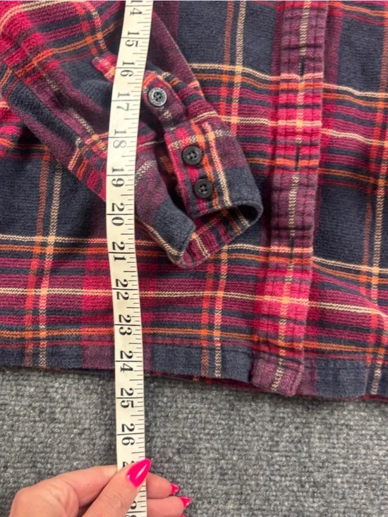 PATAGONIA Women’s Organic Cotton Fjord Flannel Shirt Pink/Navy/Purple Plaid - 10 - Picture 4 of 6